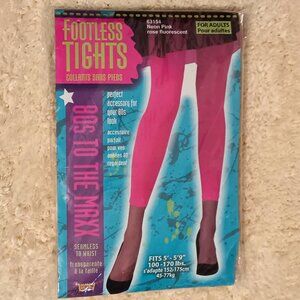 NWT ~ Women's Ankle Long Neon Pink Nylon Footless Tights